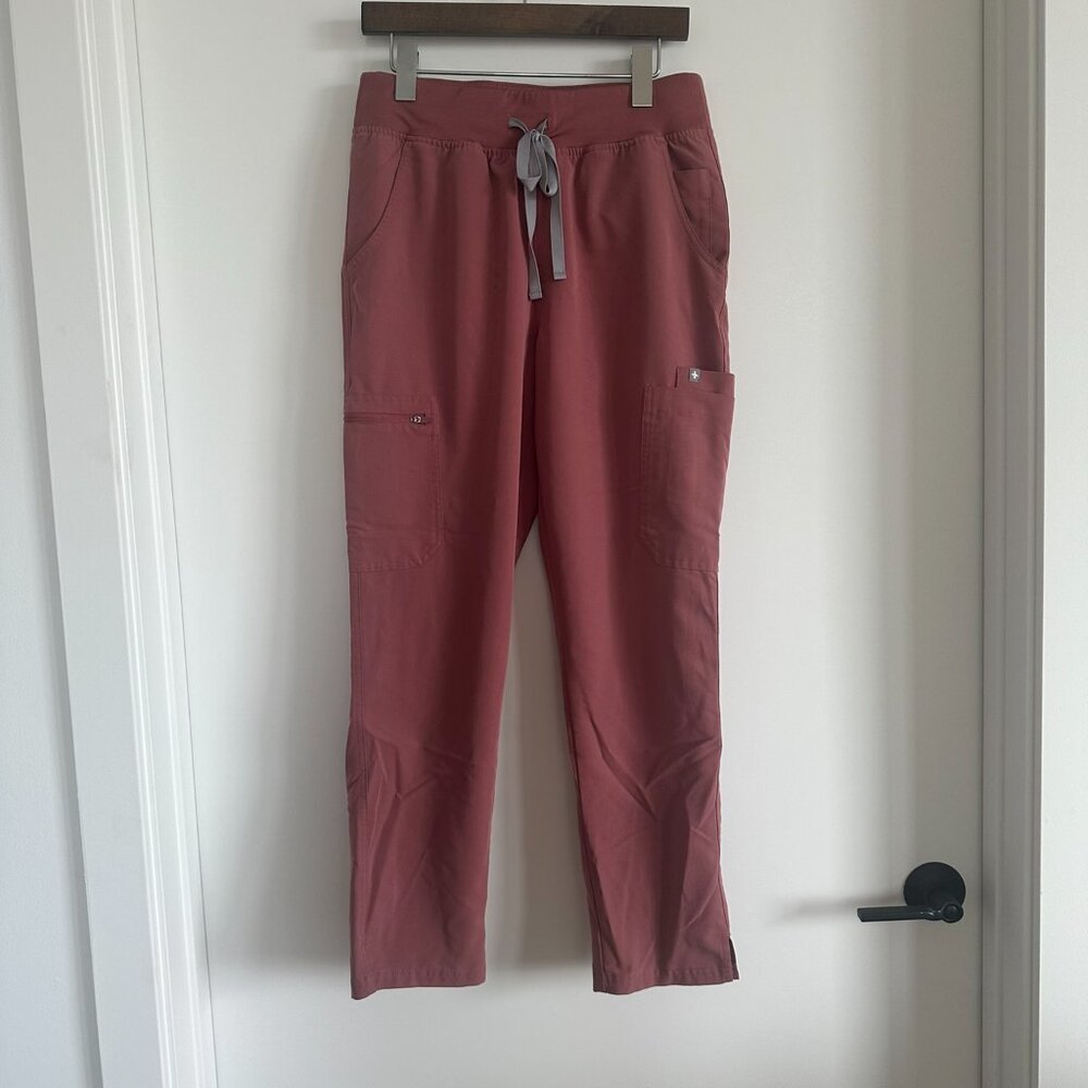 Figs- High Waisted Yola Skinny Scrub Pant- Petite Medium- Mauve